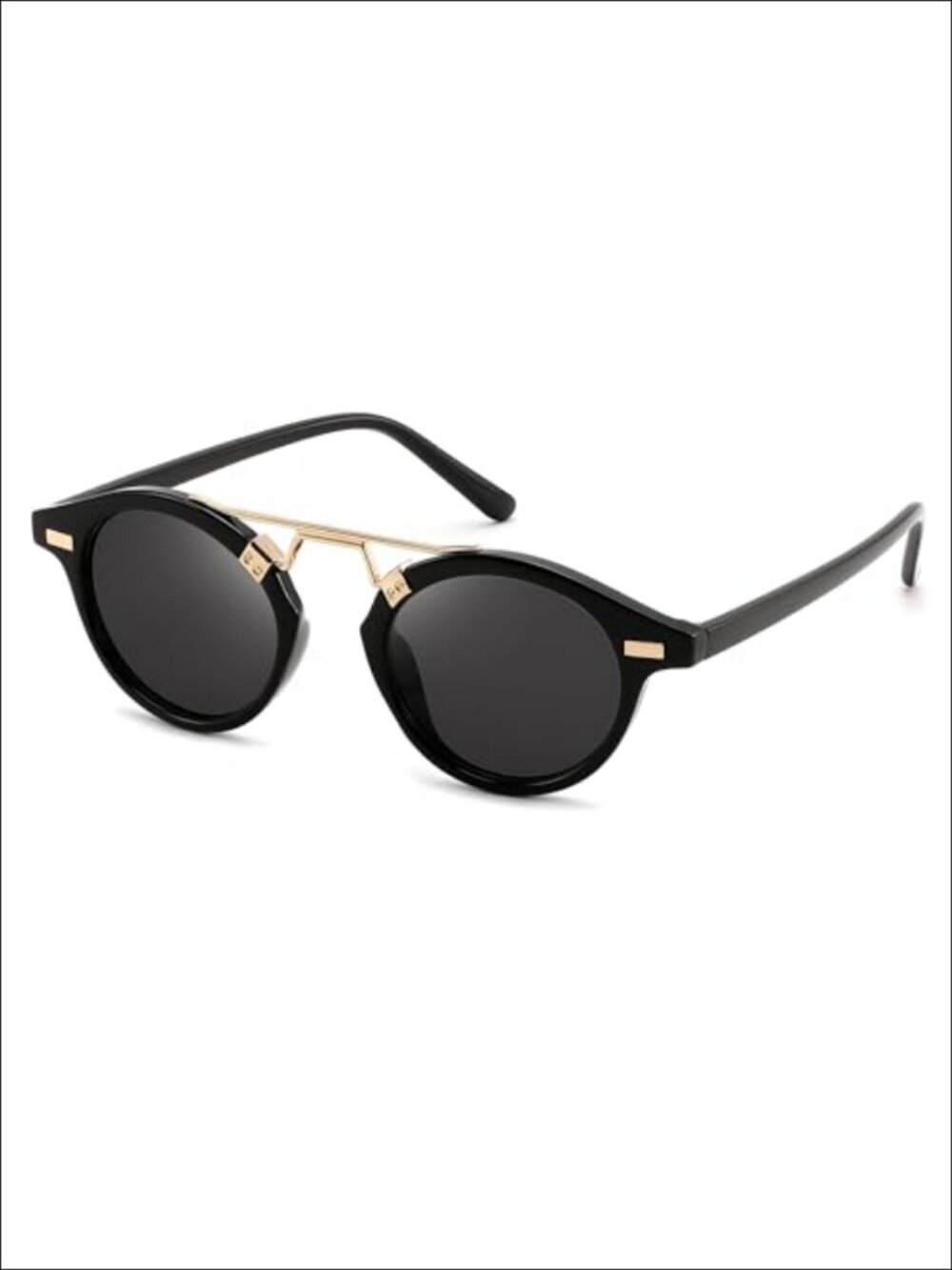 Retro Round Metal Brow Sunglasses UV400 Full Frame Small Face
